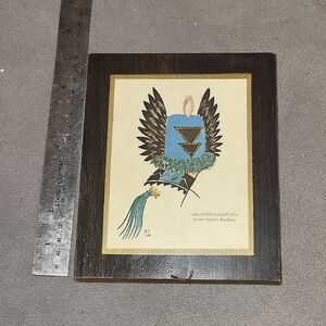 Art Print Wood Block with Black and Gold Accents